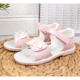 Sandalias niña con velcro rosa claro American Club rosado 3
