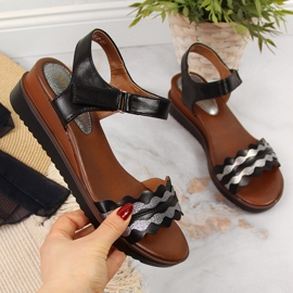 Sandalias mujer cuña negras Jezzi negro 1