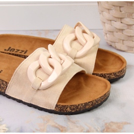 Babuchas Jezzi mujer beige con cadena 3