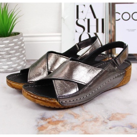 Sandalias mujer de piel con velcro plata T.Sokolski 3