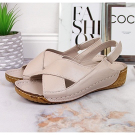 Sandalias de mujer de piel con velcro T.Sokolski beige 3