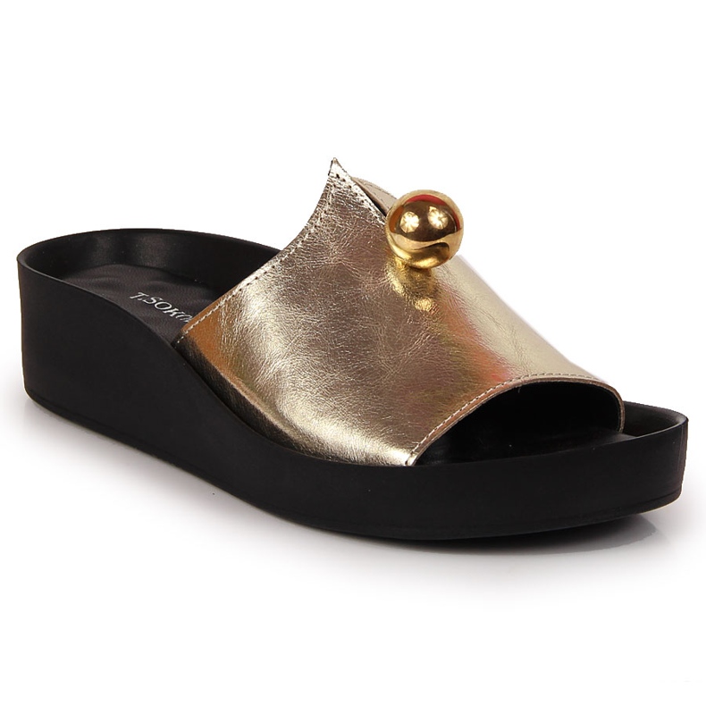 Babucha mujer de piel con adorno dorado T.Sokolski 2