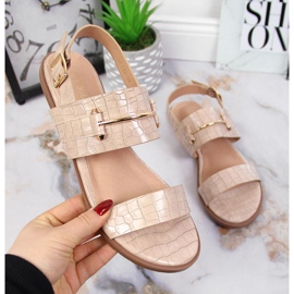 Sandalias mujer beige croco lacado T.Sokolski 2