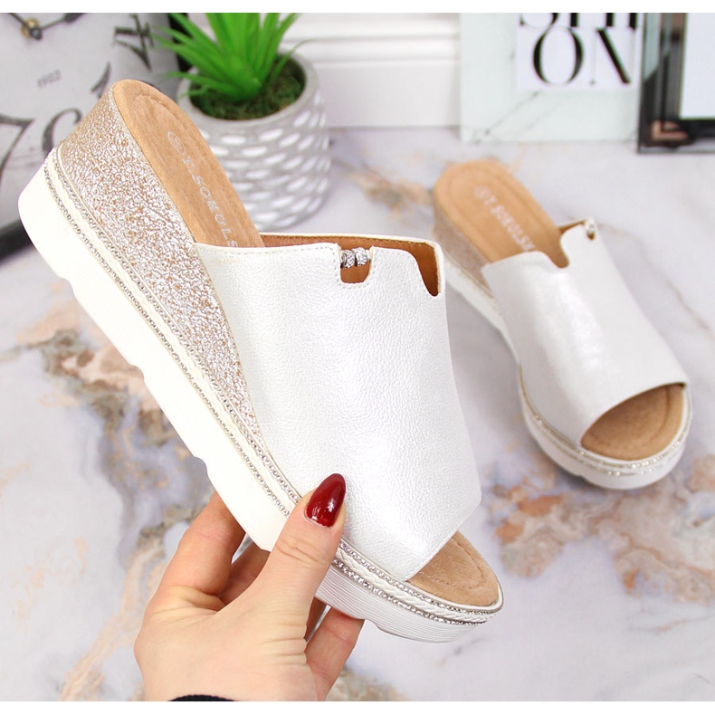 Zapatillas de mujer plateadas con cuña T.Sokolski plata 2