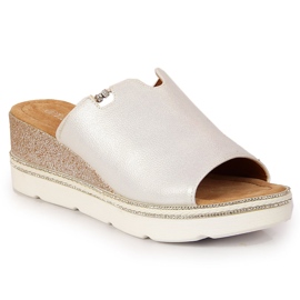 Zapatillas de mujer plateadas con cuña T.Sokolski plata 1