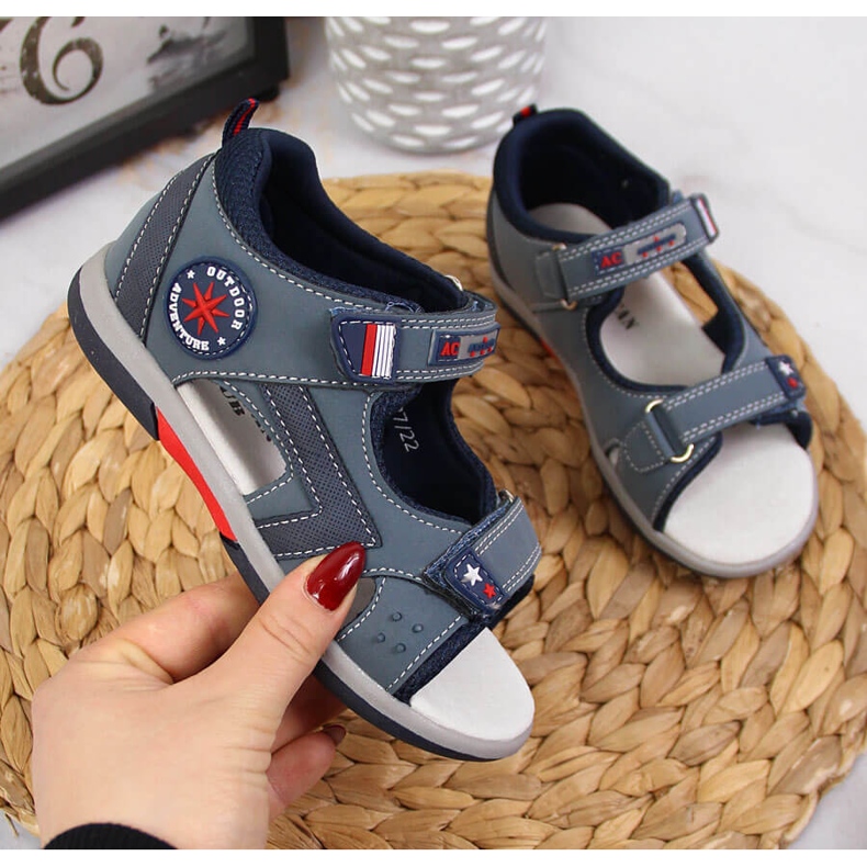 American Club sandalias azul marino con velcros para niño 1