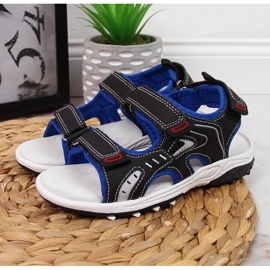 Sandalias de niño American Club negras con velcro negro 2