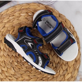 Sandalias de niño American Club negras con velcro negro 4