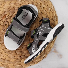 American Club Grey Amyerican Club sandalias grises con velcros para niño 4