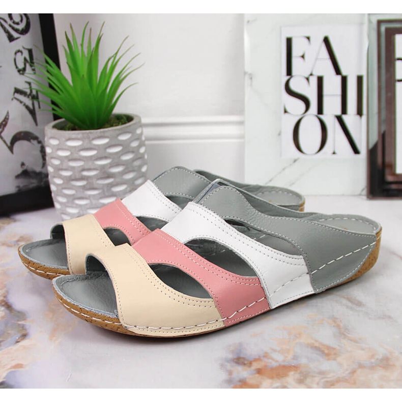 Cómodas zapatillas de estar por casa de mujer en piel Artiker multicolor gris 2