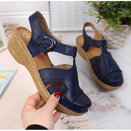 Sandalias piel azul marino Łukbut 656 1