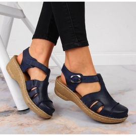 Sandalias piel azul marino Łukbut 656 4