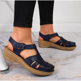Sandalias piel azul marino Łukbut 656 5