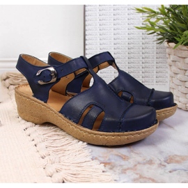 Sandalias piel azul marino Łukbut 656 2