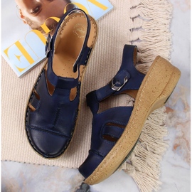 Sandalias piel azul marino Łukbut 656 3