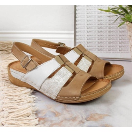 Cómodas sandalias de cuero blanco y beige Łukbut 1102 2