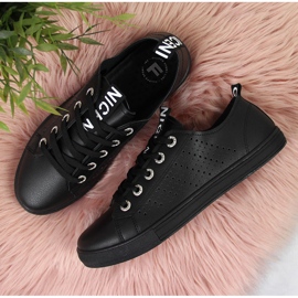 Zapatillas de mujer con cuero ecológico negro Filippo 3