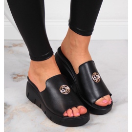 Babuchas de mujer en piel con cuña negra Filippo negro 7