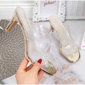 Babucha mujer transparente con circonitas doradas Sabatina incoloro 1 Babucha mujer transparente con circonitas doradas Sabatina incoloro 1