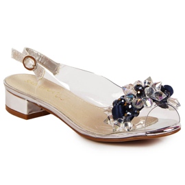 Sandalias de mujer transparentes con piedras Sabatina plateadas plata 5
