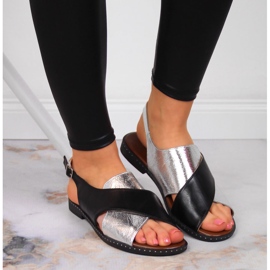 Sandalias mujer Jezzi negras y plateadas negro plata 6
