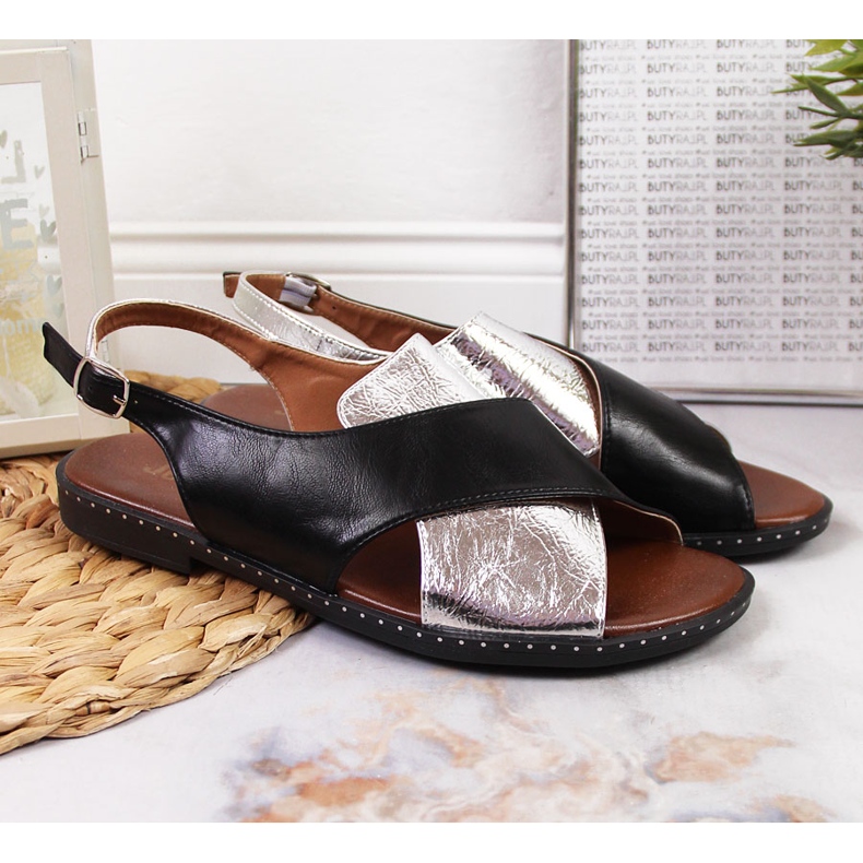 Sandalias mujer Jezzi negras y plateadas negro plata 2