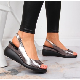 Sandalias de mujer plateadas con cuña Sergio Leone plata 5
