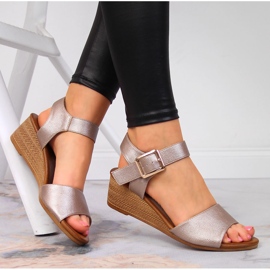 Sandalias de mujer Sergio Leone beige con cuña 4