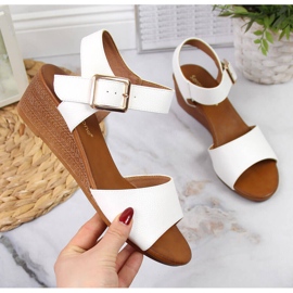 Sandalias mujer con cuña blanco Sergio Leone 3