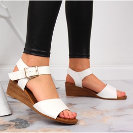 Sandalias mujer con cuña blanco Sergio Leone 5