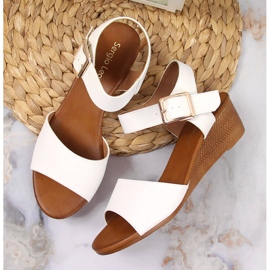 Sandalias mujer con cuña blanco Sergio Leone 2