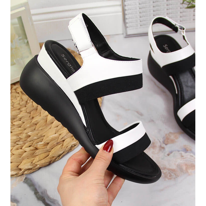 Sandalias mujer con cuña blanco Sergio Leone 1 Sandalias mujer con cuña blanco Sergio Leone 1