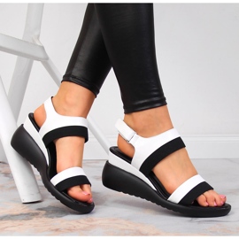 Sandalias mujer con cuña blanco Sergio Leone 4