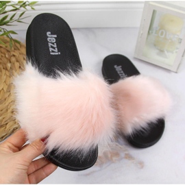 Pantuflas de mujer con pelo - rosa claro Jezzi rosado 2