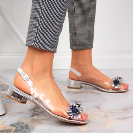 Sandalias de mujer transparentes con piedras Sabatina plateadas plata 6