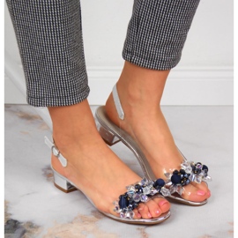 Sandalias de mujer transparentes con piedras Sabatina plateadas plata 7