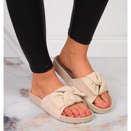 Babuchas Jezzi beige con lazo para mujer 6