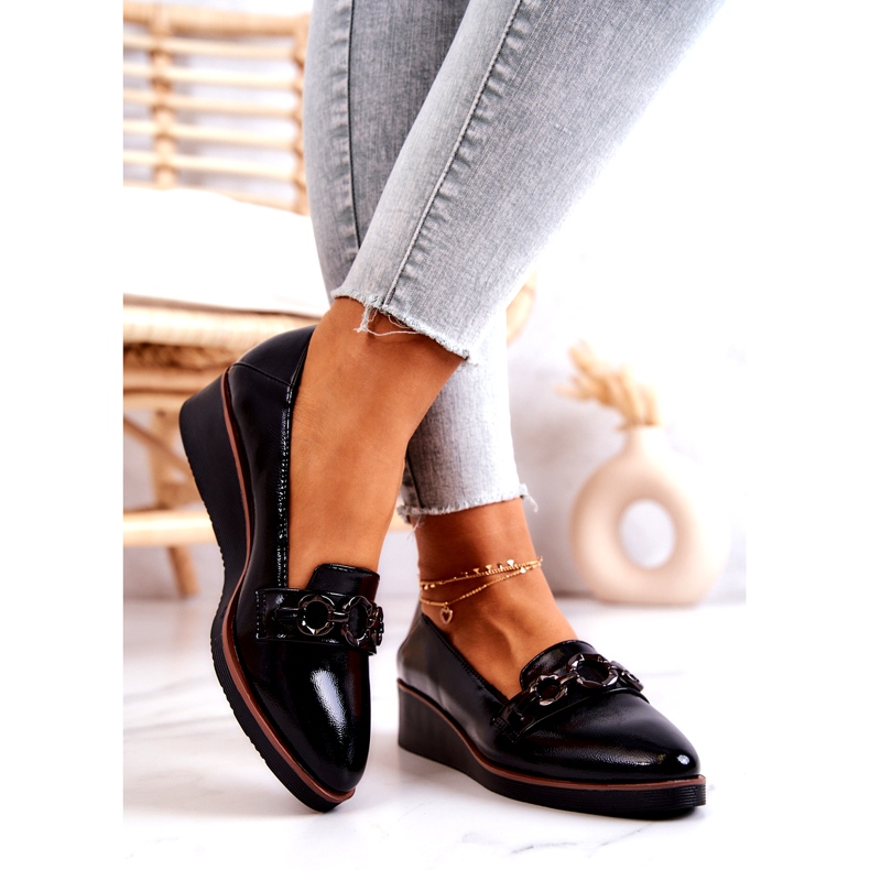 Vinceza Zapatos Cuña Charol Melodías Negras negro 2