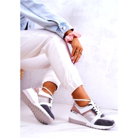 S.Barski Deportivas Piel Deportivas Cuña Plata-Gris Elissa blanco rosado 1
