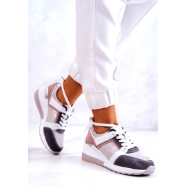 S.Barski Deportivas Piel Deportivas Cuña Plata-Gris Elissa blanco rosado 4