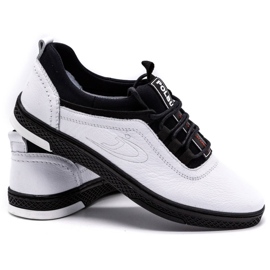 Polbut Zapatos casual hombre piel K24, blanco con suela negra 3