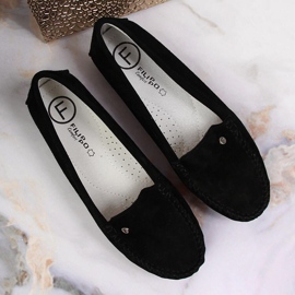 Mocasines mujer Filippo de ante negro 4