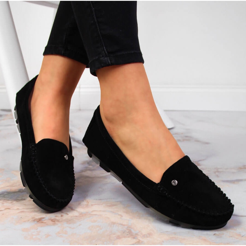 Mocasines mujer Filippo de ante negro 1