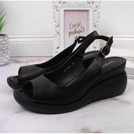 Sandalias negras de mujer con cuña Sergio Leone negro 3