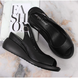 Sandalias negras de mujer con cuña Sergio Leone negro 4