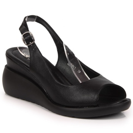 Sandalias negras de mujer con cuña Sergio Leone negro 1