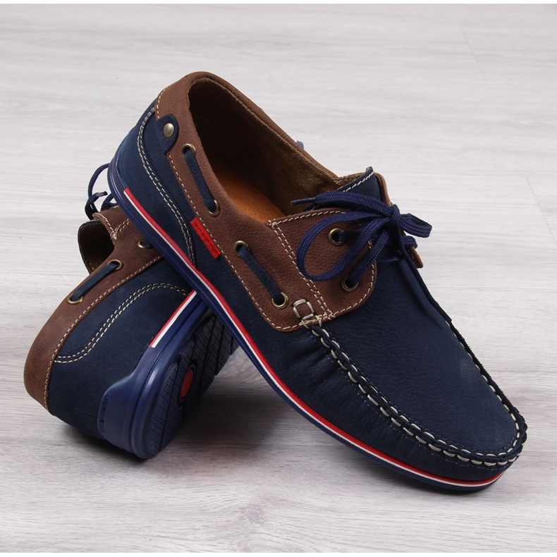 Mocasines casual hombre piel azul marino Gregor 1