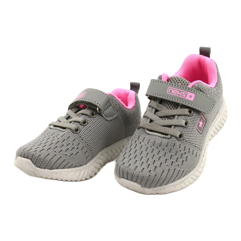 NEWS Zapatos deportivos para niños para velcro 22Z23-4843-M gris-rosa 4