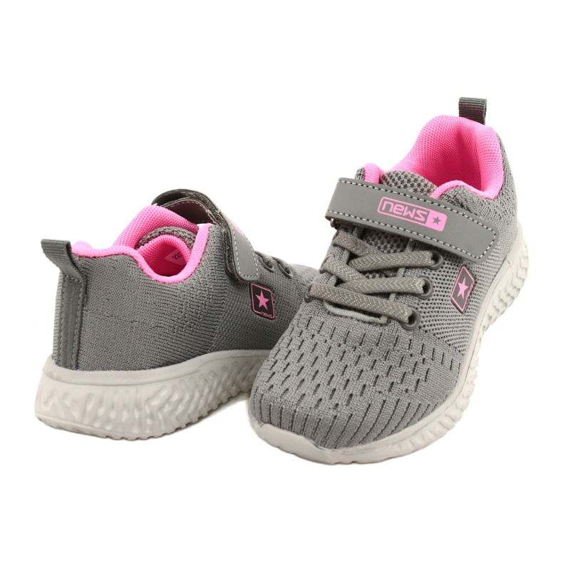 NEWS Zapatos deportivos para niños para velcro 22Z23-4843-M gris-rosa 5