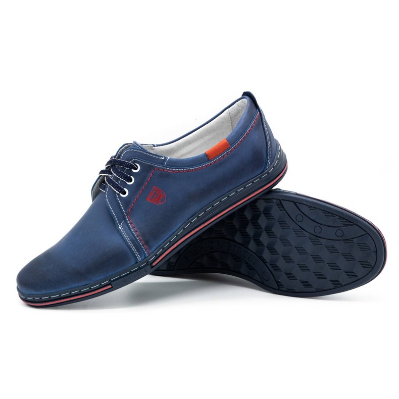 Polbut Zapatos de cuero para hombres 343 azul marino 3